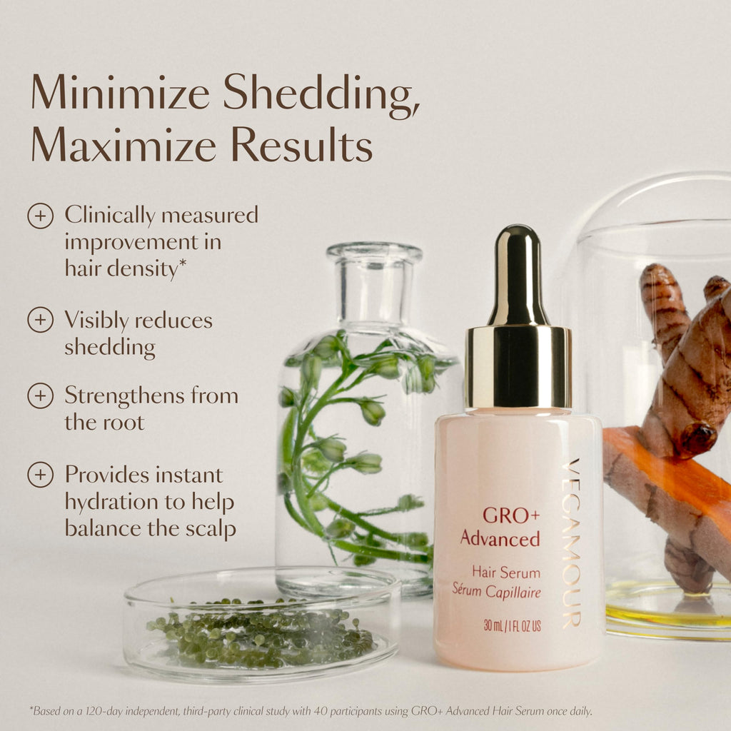 VEGAMOUR GRO+ Advanced Hair Serum | Improves Hair Density, Reduces Shedding and Promotes a Balanced Scalp | For Severe Signs of Thinning | Formulated Without Fragrance, Vegan, Cruelty-Free
