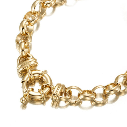 18ct Heavy Yellow Gold Plated 10mm Belcher Chain Bracelet with Marina