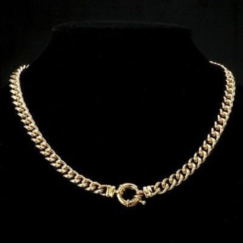 18ct Heavy Yellow Gold Plated Euro Chain Necklace with Marina Bolt