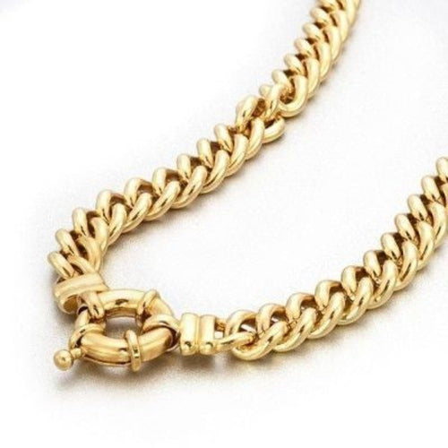 18ct Heavy Yellow Gold Plated Euro Chain Necklace with Marina Bolt