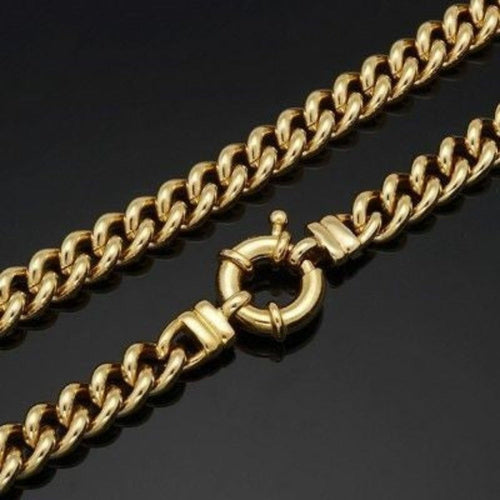 18ct Heavy Yellow Gold Plated Euro Chain Necklace with Marina Bolt