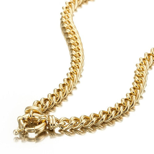 18ct Heavy Yellow Gold Plated Euro Chain Necklace with Marina Bolt