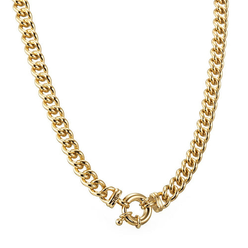 18ct Heavy Yellow Gold Plated Euro Chain Necklace with Marina Bolt